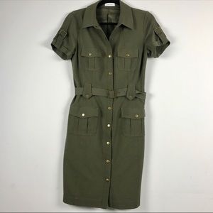 Calvin Klein Army OD Green Button Down Shirt Dress